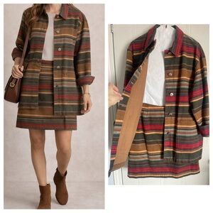 Jones New York Sport 2Pc Set M Striped Jacket Skirt Heritage Western Classic